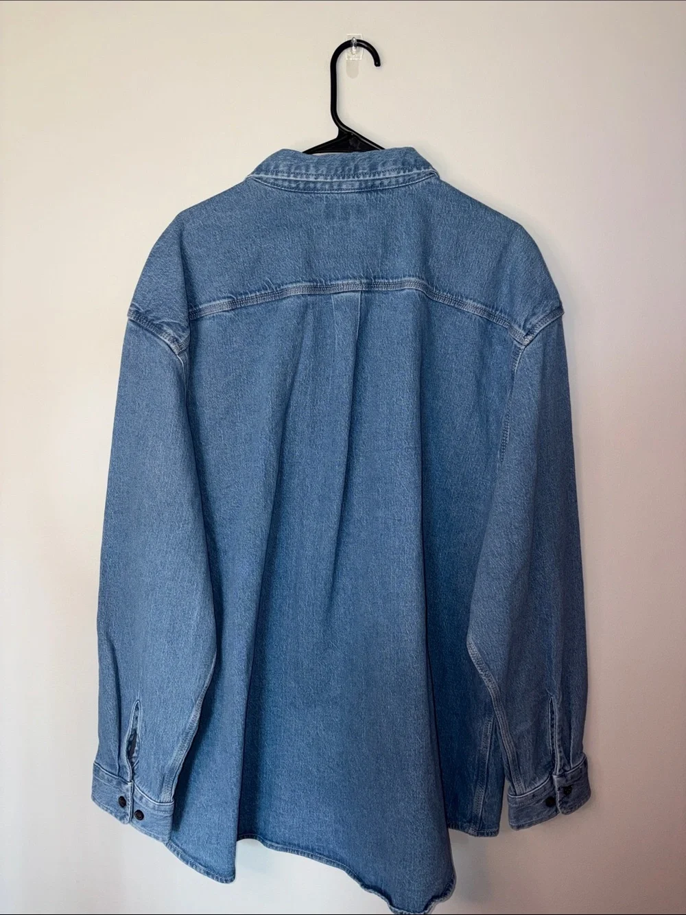Free Assembly Men's Heavyweight Denim Overshirt with Long Sleeves, Sizes 3XL